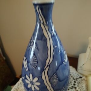 Cobalt Blue Porcelain Vase with Nautical Design